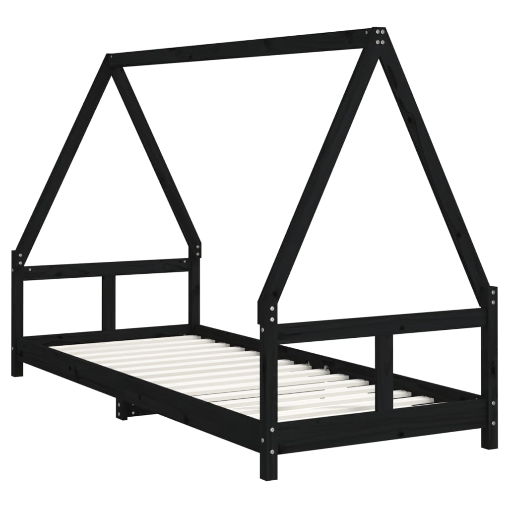 vidaXL Kids Bed Frame Black 80x200 cm Solid Wood Pine