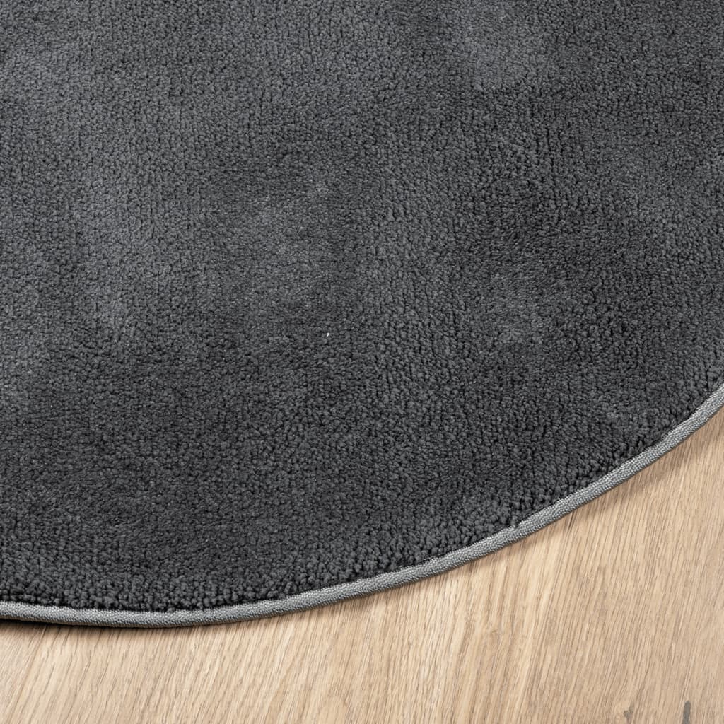 vidaXL Rug OVIEDO Short Pile Anthracite Ø 100 cm