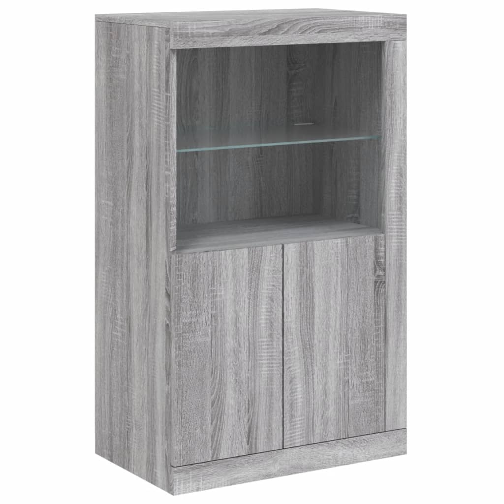 vidaXL Sideboard with LED Lights Grey Sonoma 283x37x100 cm