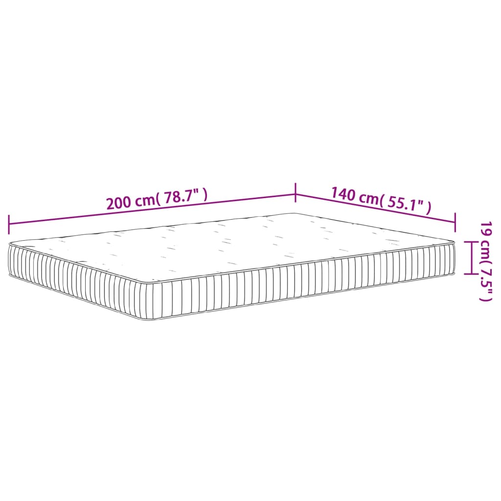 vidaXL Pocket Spring Mattress Medium 140x200 cm