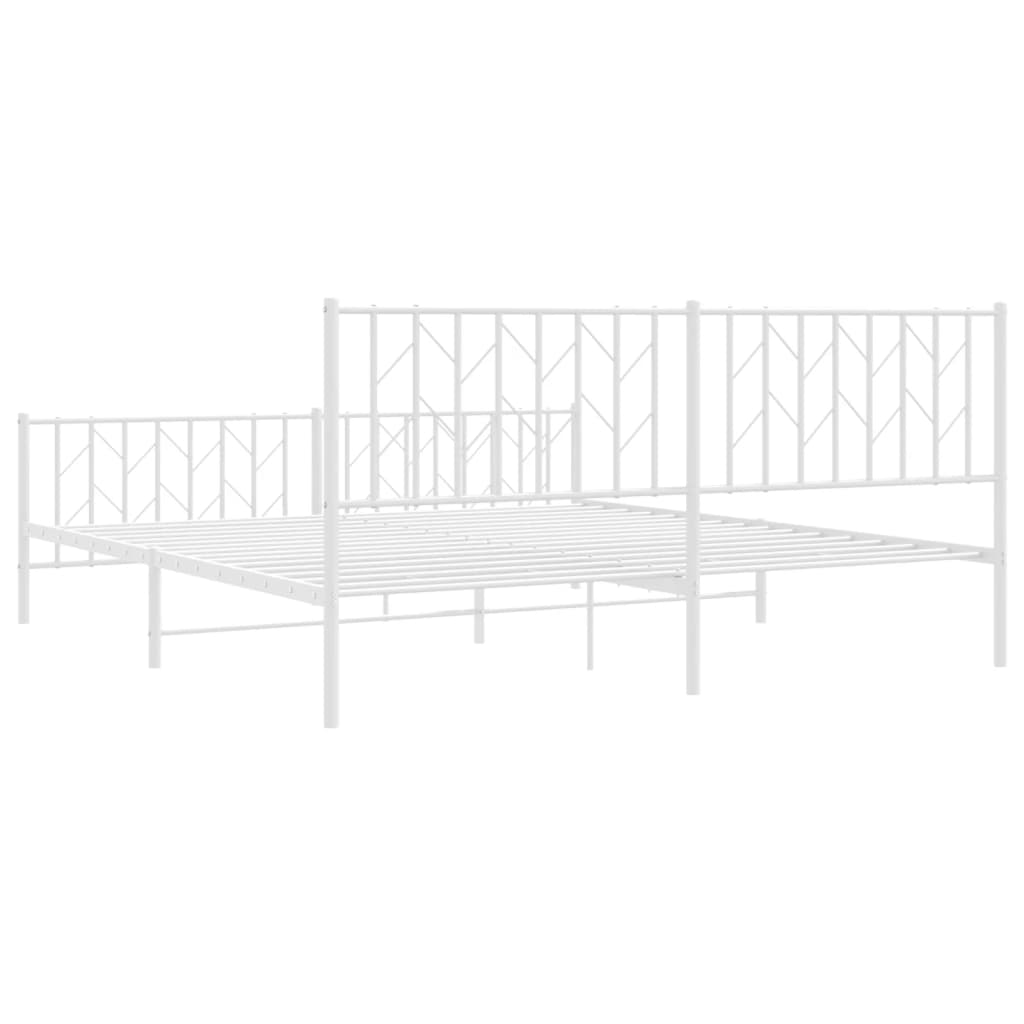 vidaXL Metal Bed Frame without Mattress with Footboard White 183x213 cm