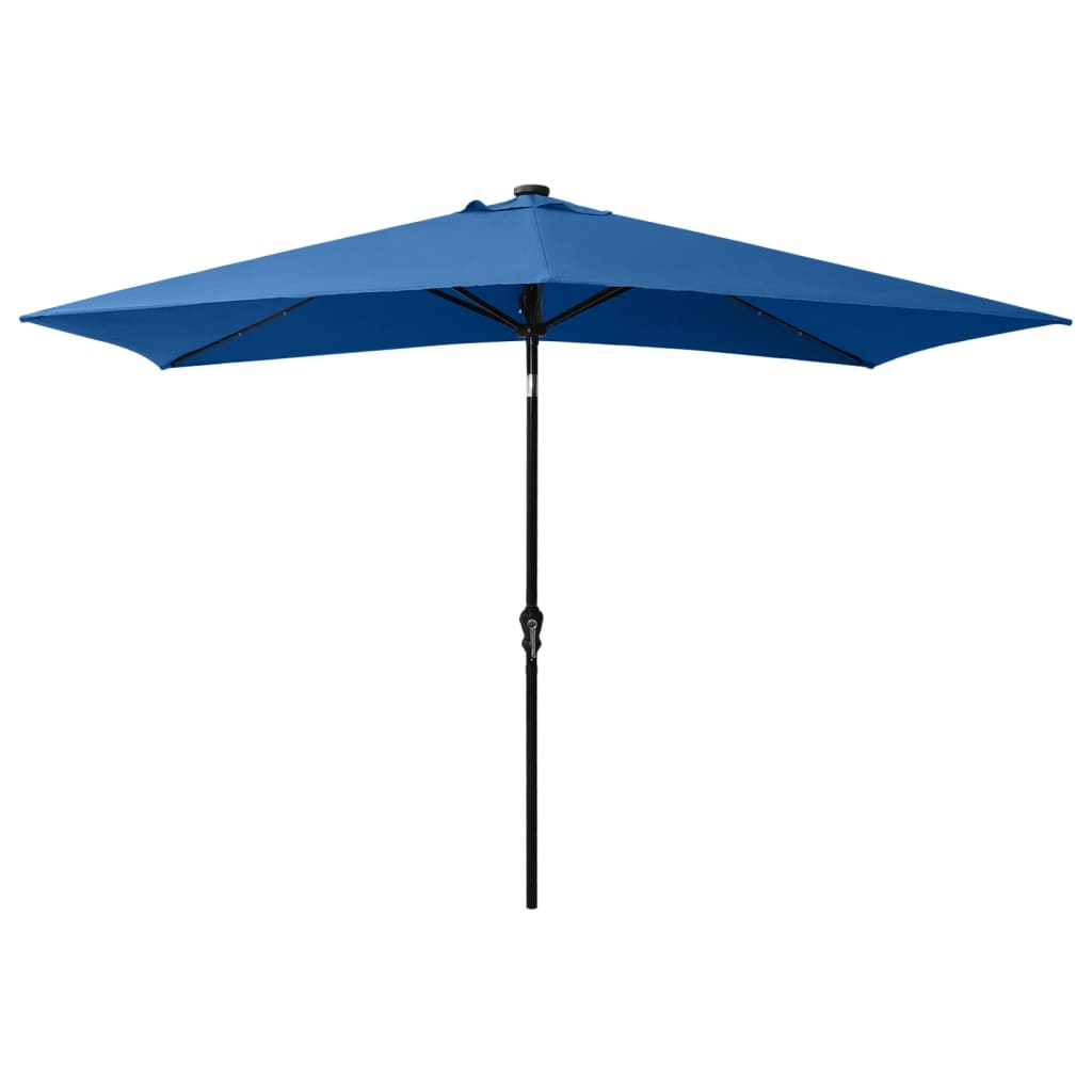 vidaXL Parasol with LEDs and Steel Pole Azure Blue 2x3 m