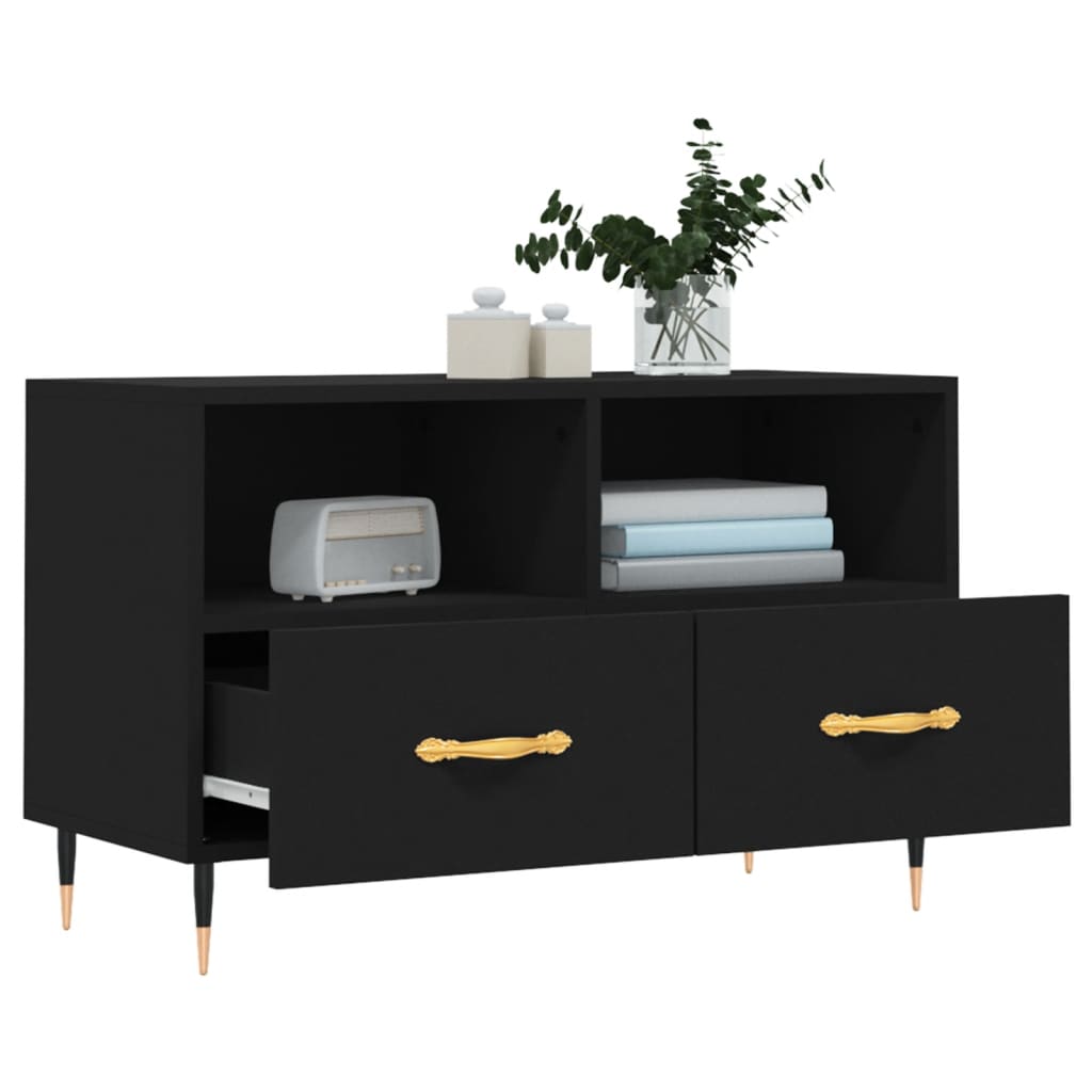 vidaXL TV Cabinet Black 80x36x50 cm Engineered Wood