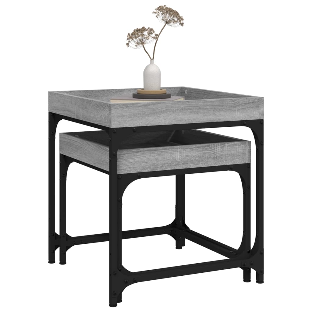 vidaXL Side Tables 2 pcs Grey Sonoma Engineered Wood