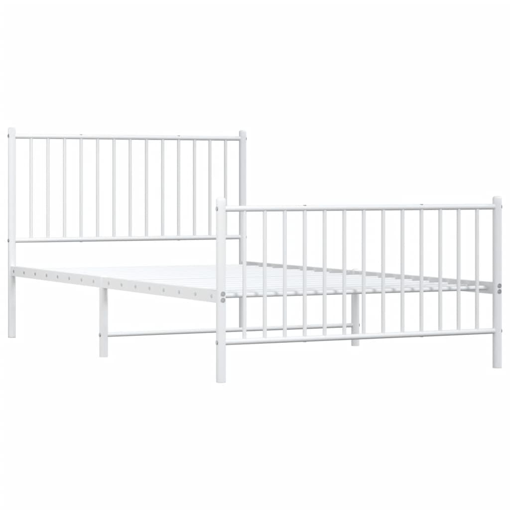 vidaXL Metal Bed Frame without Mattress with Footboard White 107x203 cm