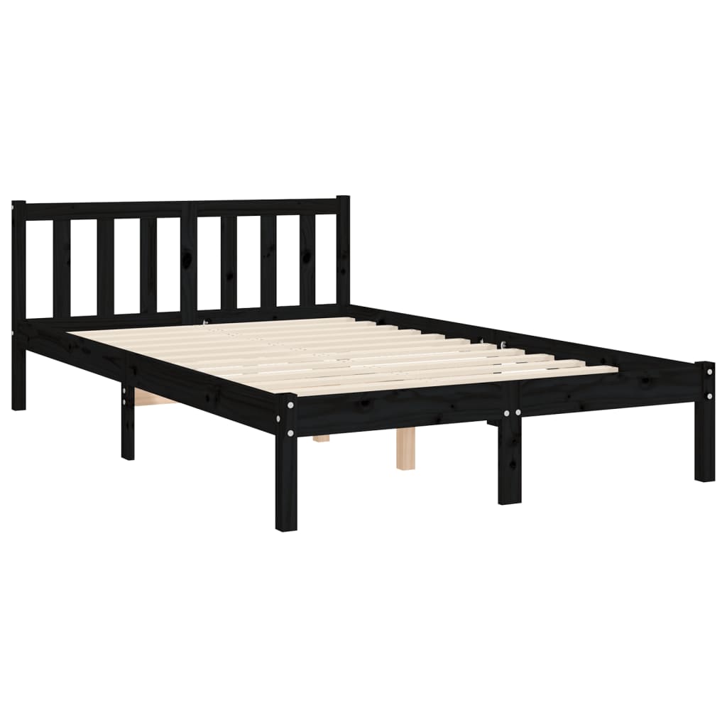 vidaXL Bed Frame without Mattress Black Small Double Solid Wood Pine