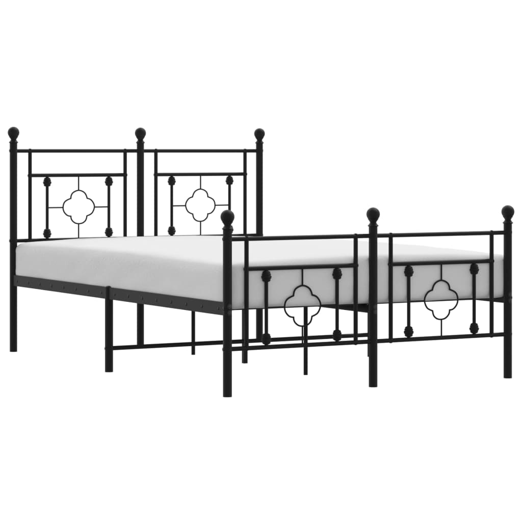 vidaXL Metal Bed Frame without Mattress with Footboard Black 120x200 cm