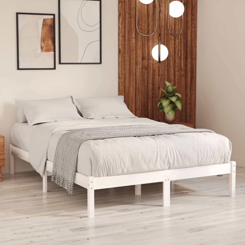 vidaXL Bed Frame White Solid Wood Pine 120x200 cm