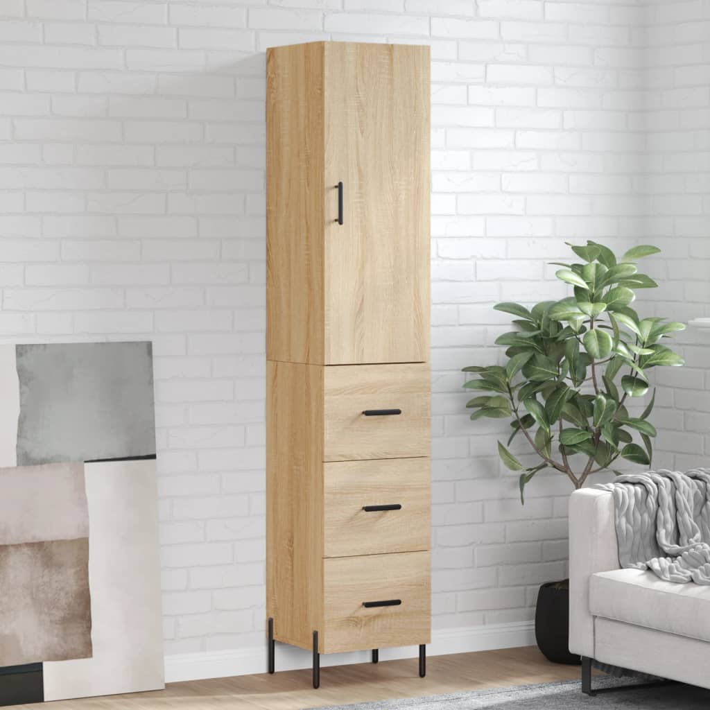 vidaXL Highboard Sonoma Oak 34.5x34x180 cm Engineered Wood