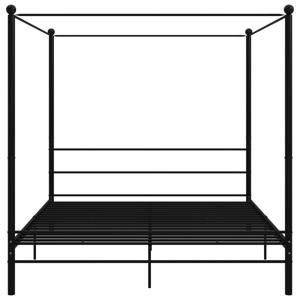 vidaXL Canopy Bed Frame without Mattress Black Metal 180x200 cm Super King