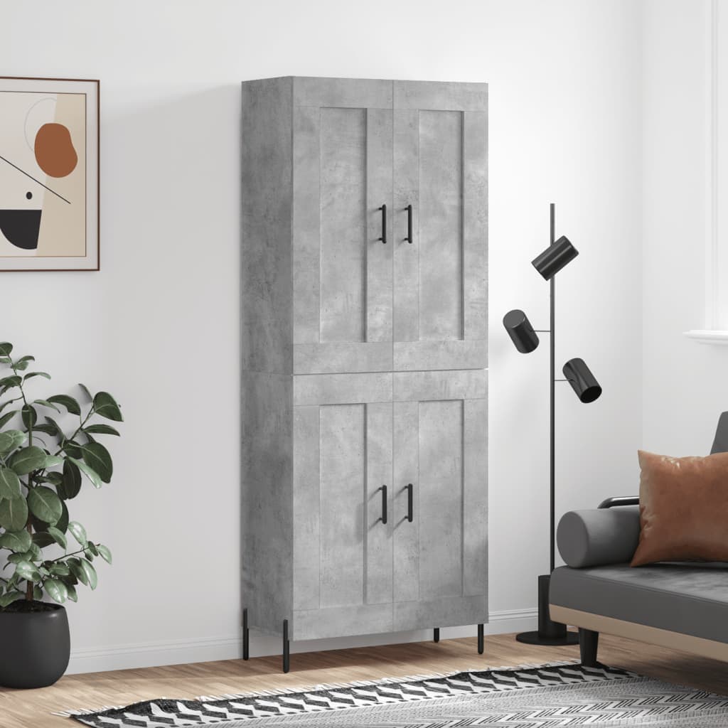 vidaXL Highboard Concrete Grey 69.5x34x180 cm Engineered Wood