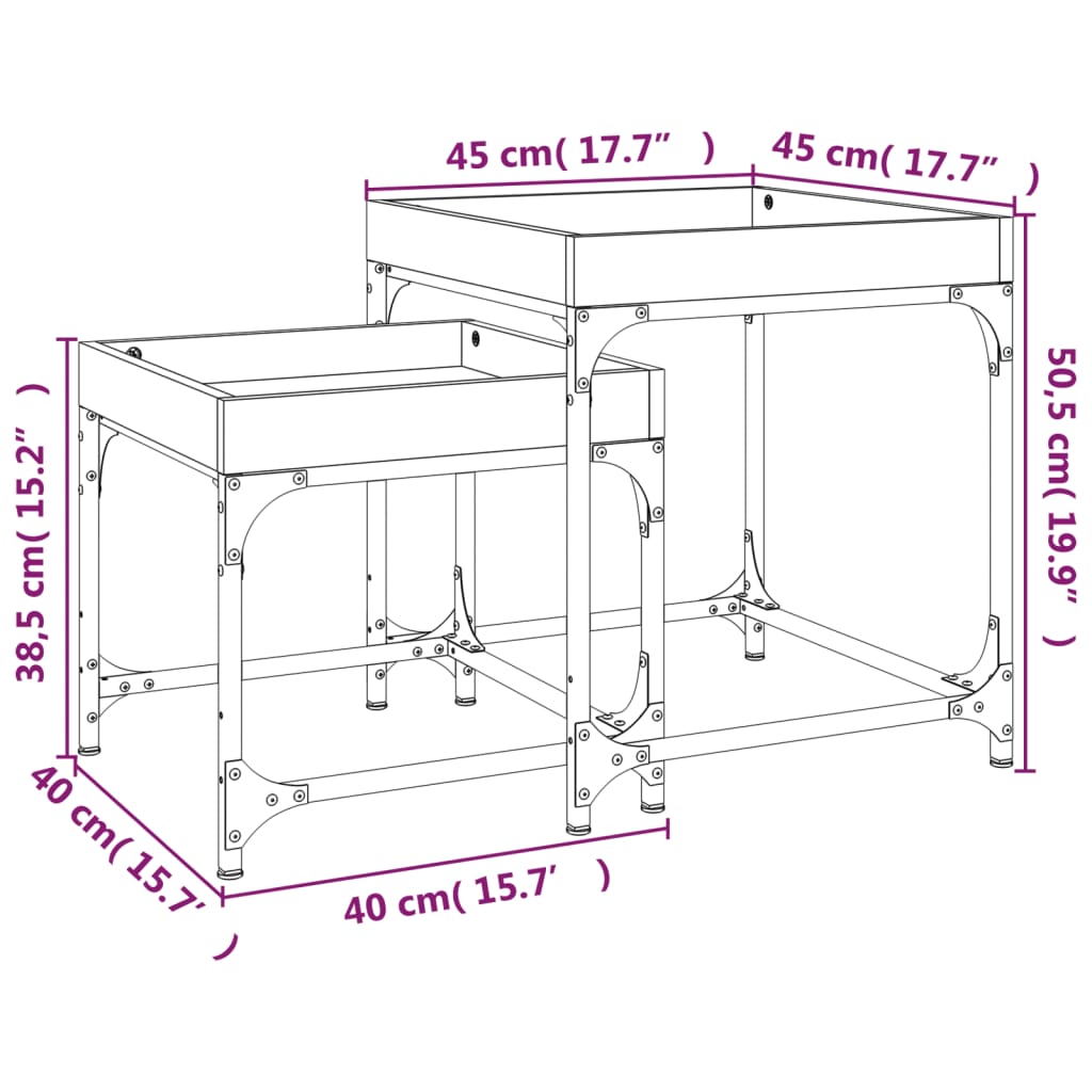 vidaXL Side Tables 2 pcs Grey Sonoma Engineered Wood