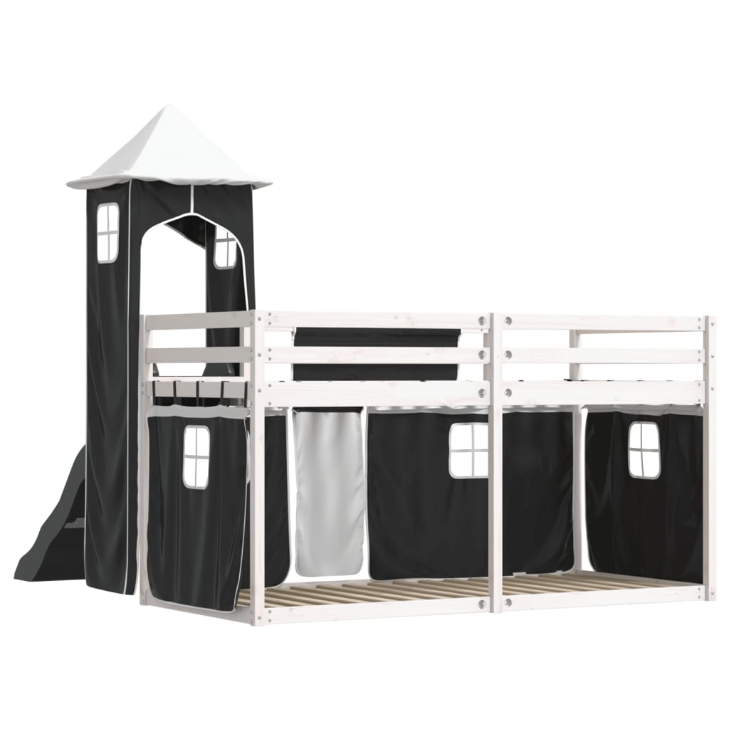 vidaXL Bunk Bed without Mattress with Slide White and Black 80x200 cm