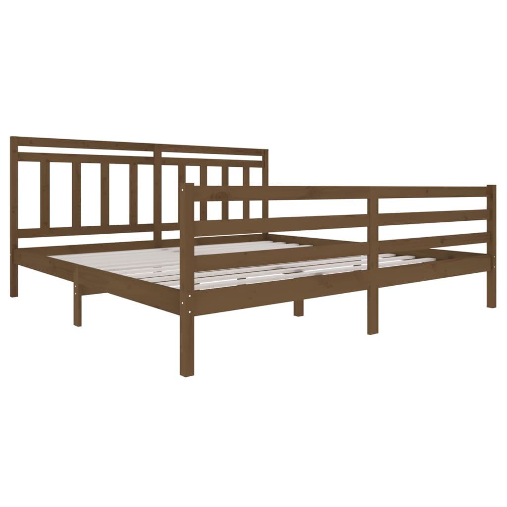 vidaXL Bed Frame without Mattress Honey Brown Solid Wood 200x200 cm (810453+814117)