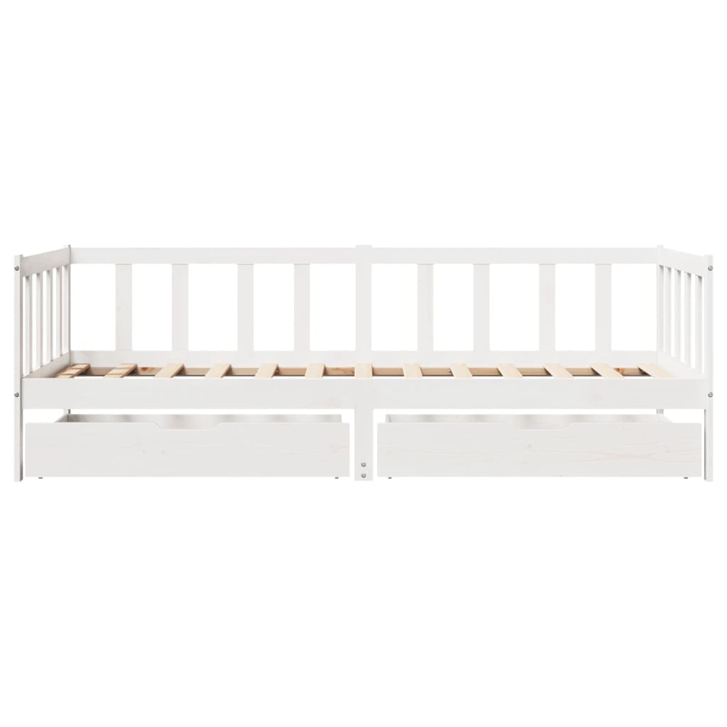 vidaXL Daybed with Drawers without Mattress White 90x190 cm Single Solid Wood