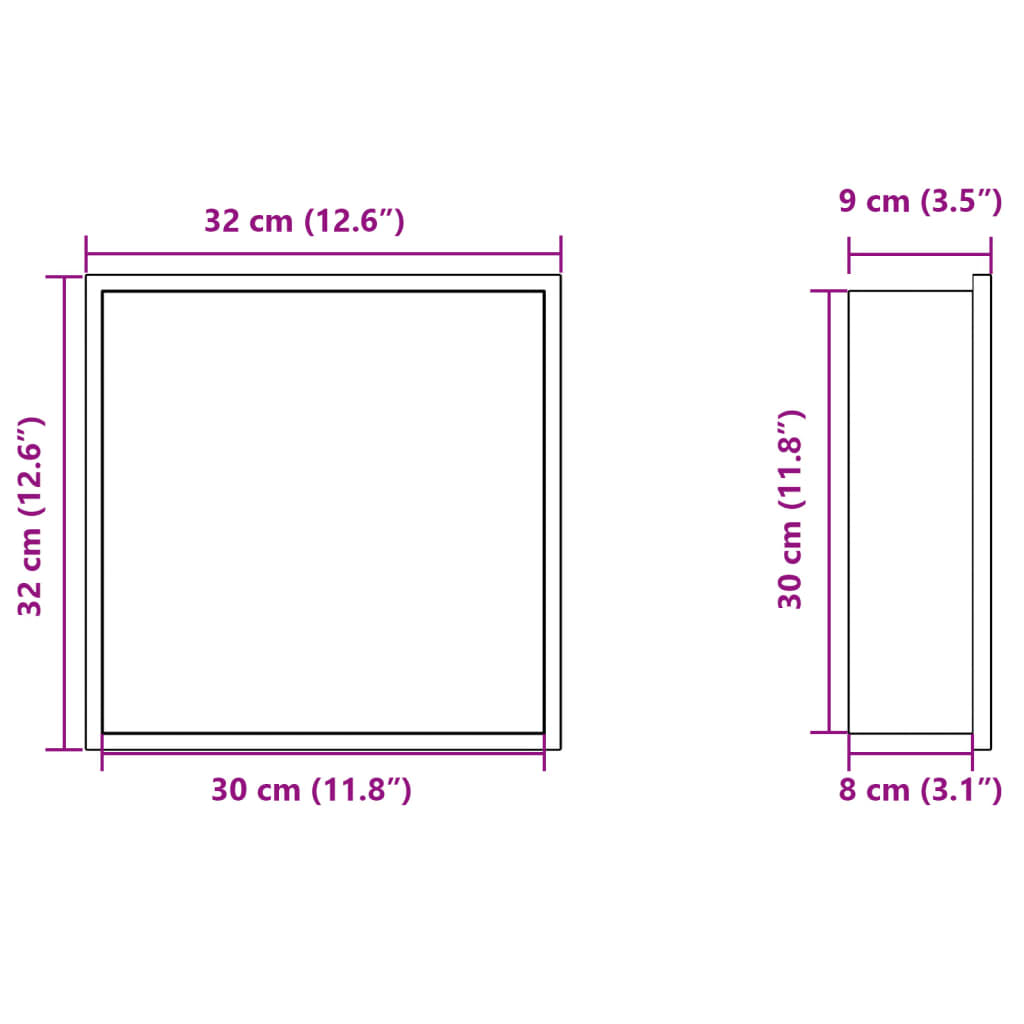 vidaXL Shower Niche Brushed Silver 32x32x9 cm Stainless Steel