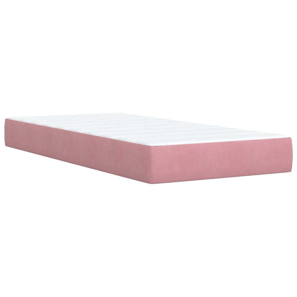 vidaXL Box Spring Bed with Mattress Pink 100x200 cm Velvet