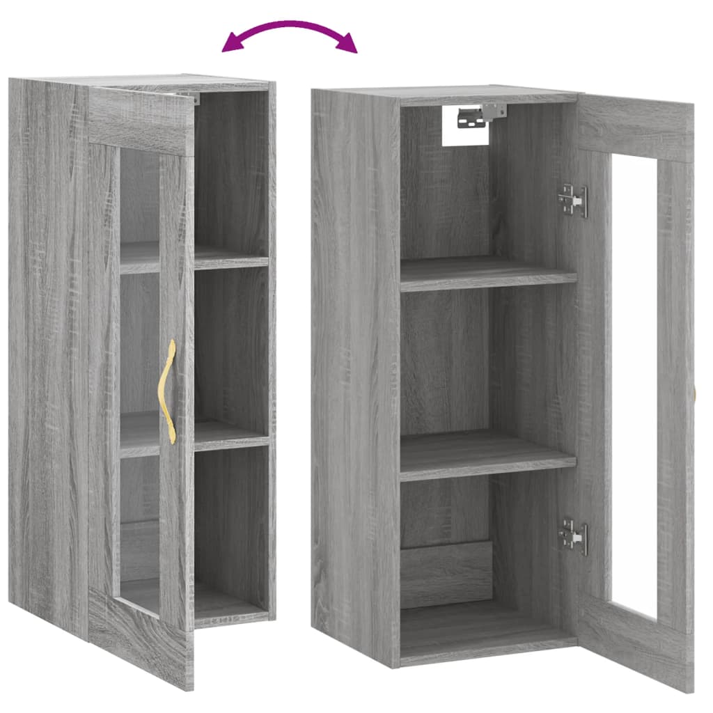 vidaXL Wall Mounted Cabinet Grey Sonoma 34.5x34x90 cm