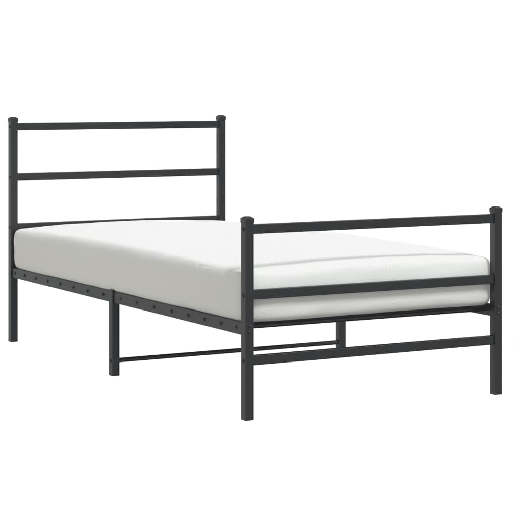 vidaXL Metal Bed Frame without Mattress with Footboard Black 107x203 cm