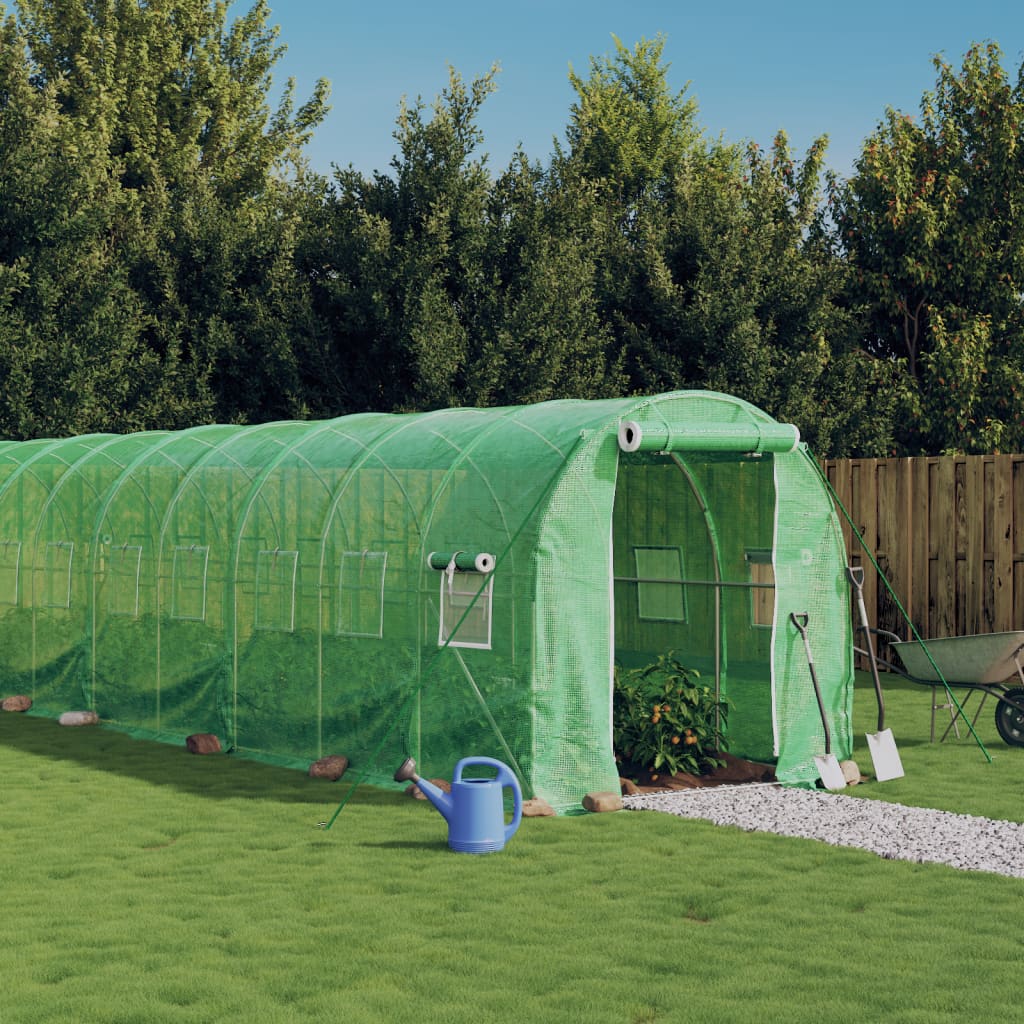 vidaXL Greenhouse with Steel Frame Green 20 m² 10x2x2 m