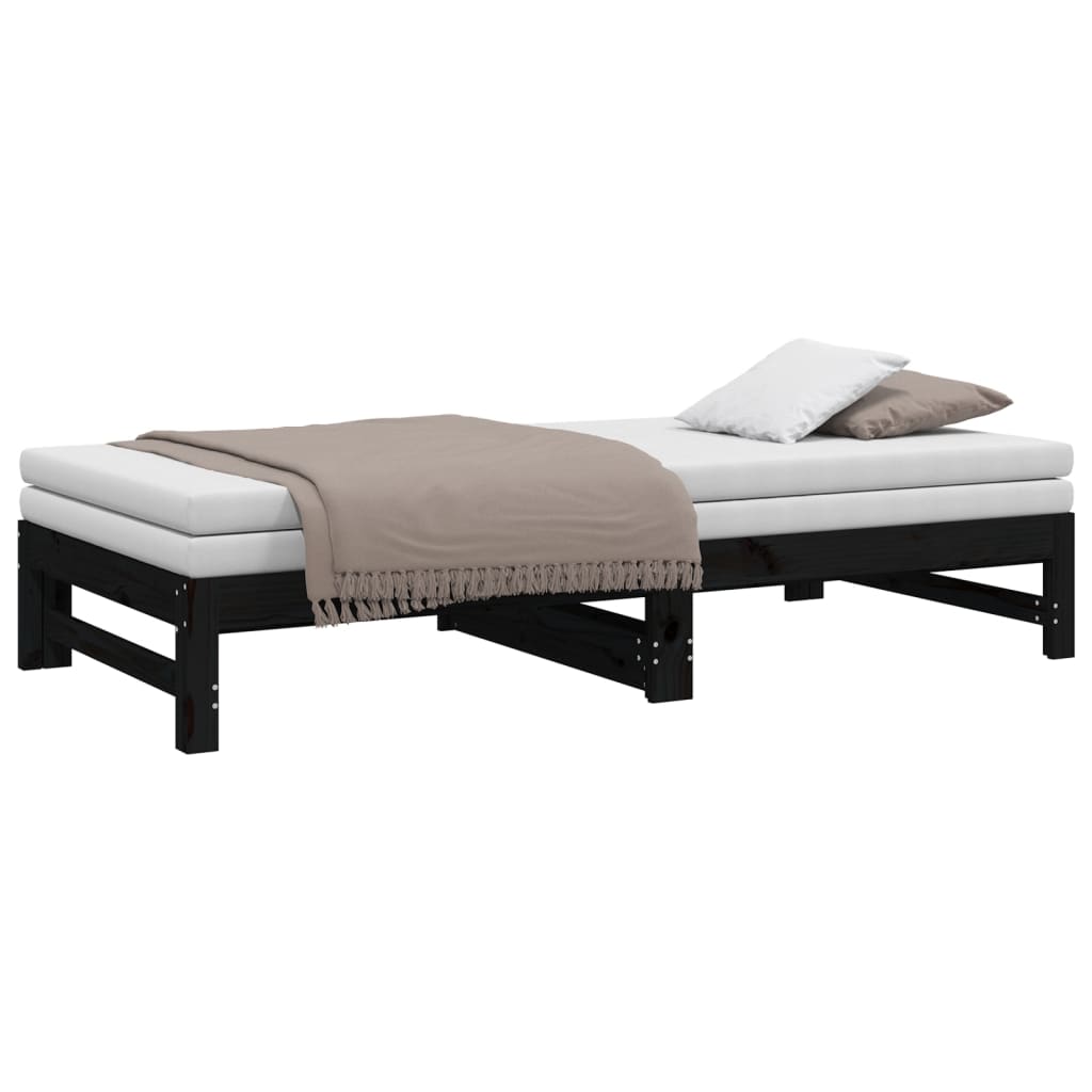 vidaXL Pull-out Day Bed without Mattress Black 2x(75x190) cm