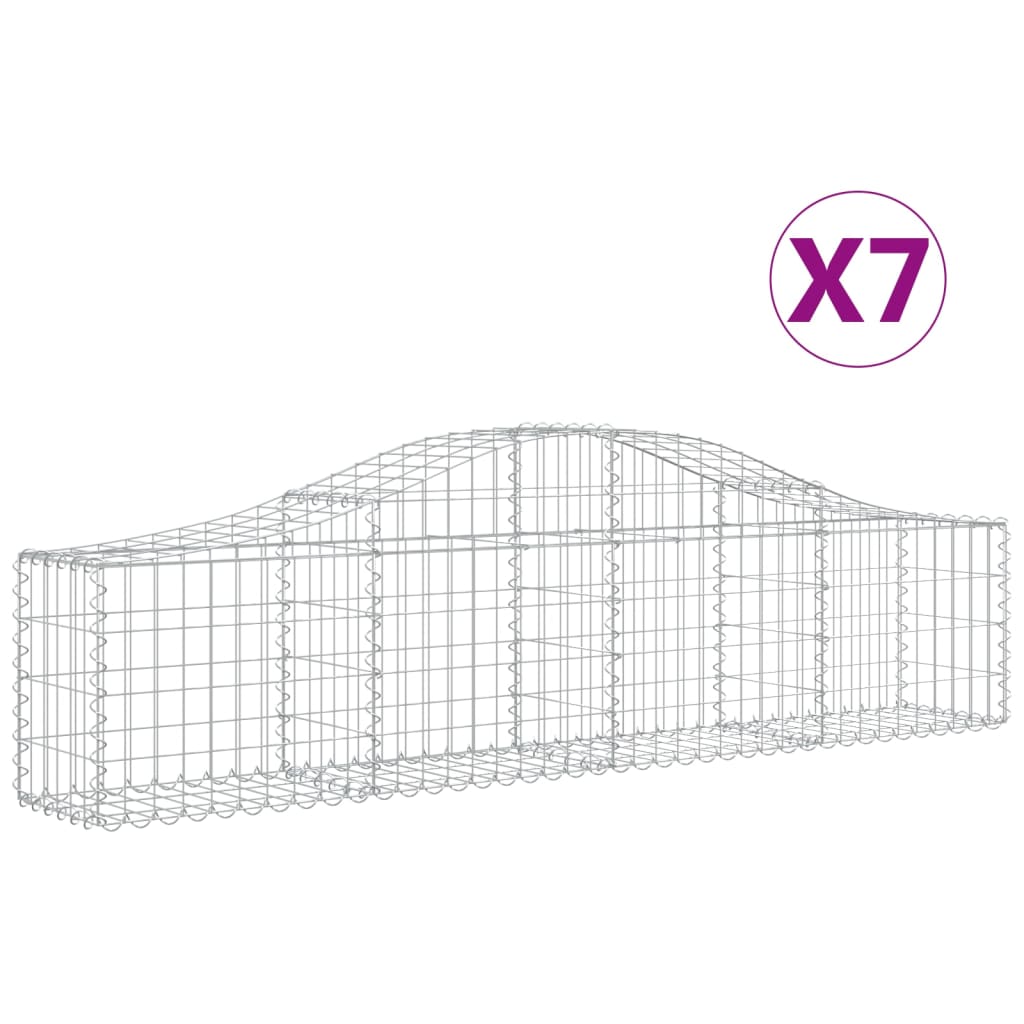 vidaXL Arched Gabion Baskets 7 pcs 200x30x40/60 cm Galvanised Iron