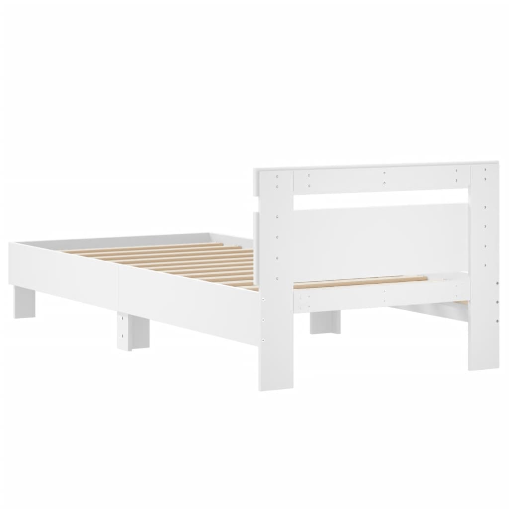 vidaXL Bed Frame without Mattress with Headboard White 90x190 cm Single