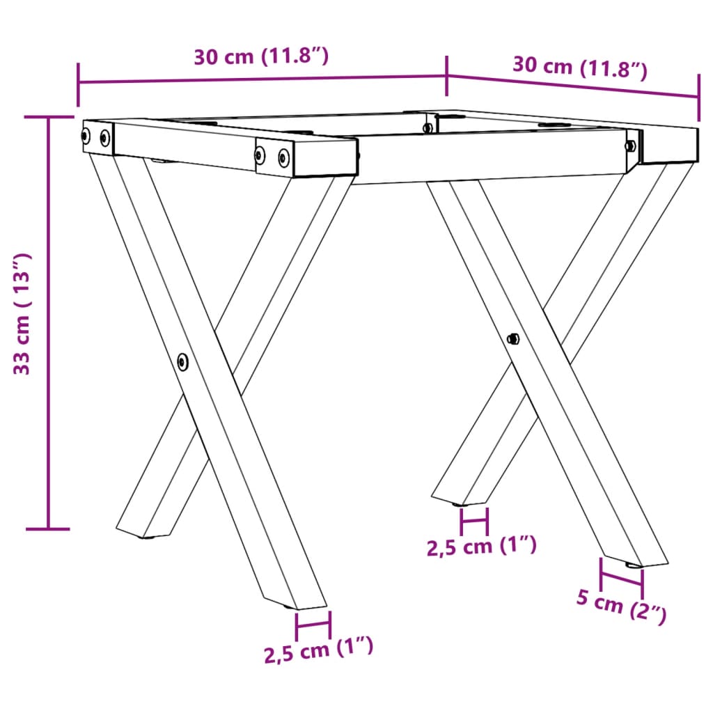 vidaXL Coffee Table Legs X-Frame 30x30x33 cm Cast Iron