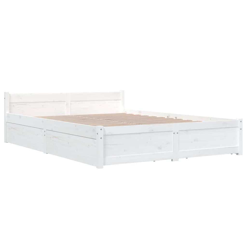 vidaXL Bed Frame without Mattress with Drawers White King Size