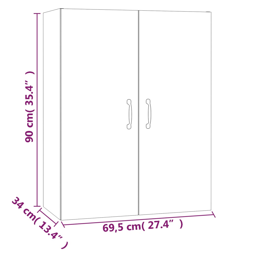 vidaXL Hanging Cabinet Sonoma Oak 69,5x34x90 cm Engineered Wood