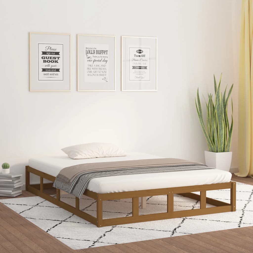 vidaXL Bed Frame without Mattress Honey Brown 200x200 cm Solid Wood