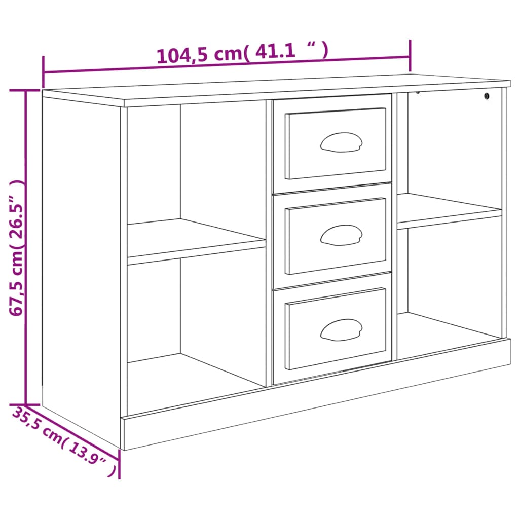 vidaXL Sideboard Grey Sonoma 104.5x35.5x67.5 cm Engineered Wood