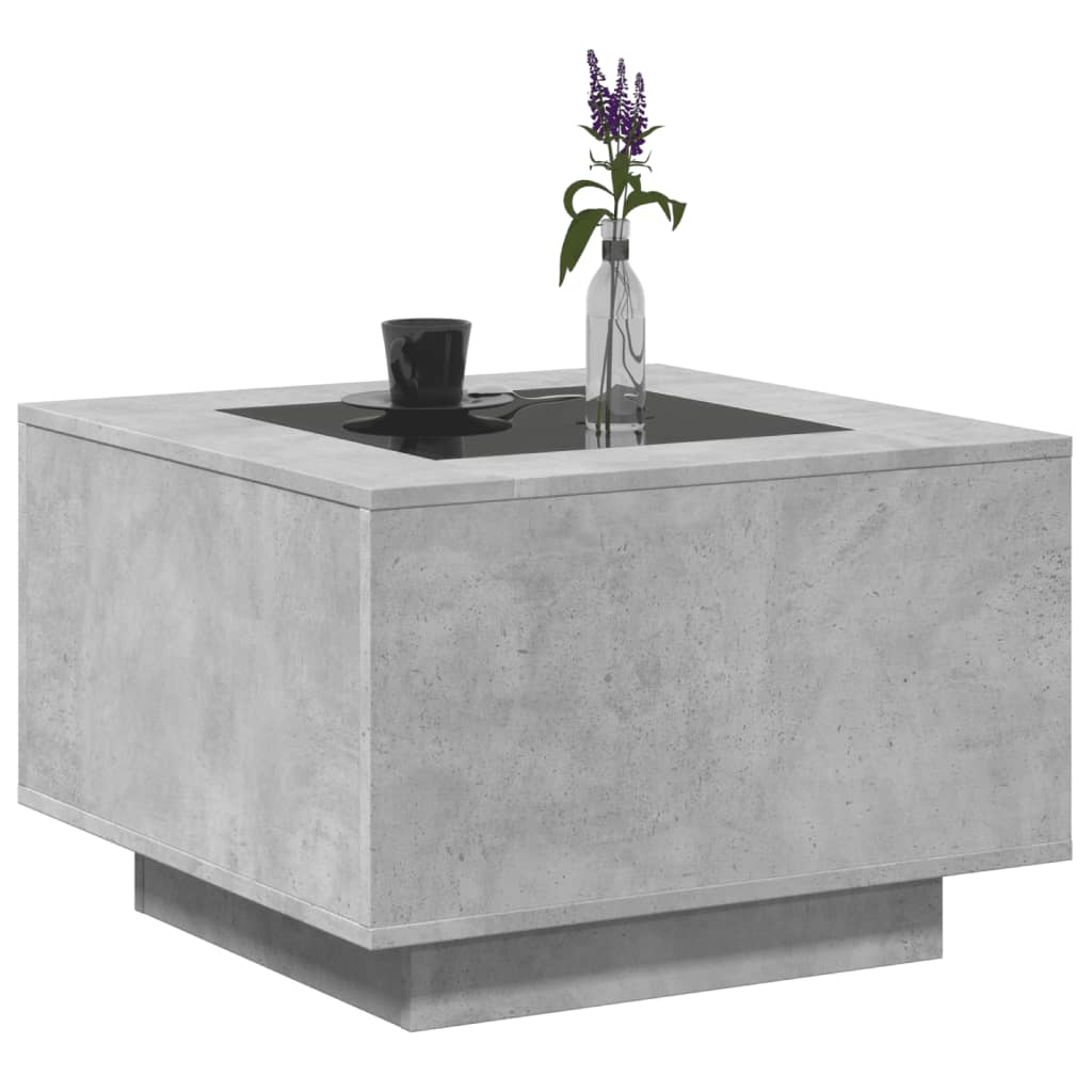 vidaXL Coffee Table with LED Concrete Grey 60x60x40 cm Engineered Wood