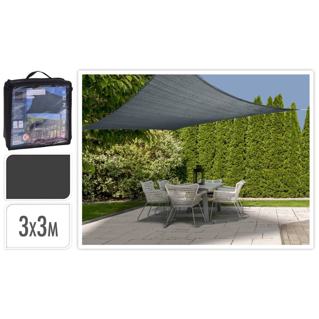 ProGarden Shade Cloth 3x3 m Dark Grey Square