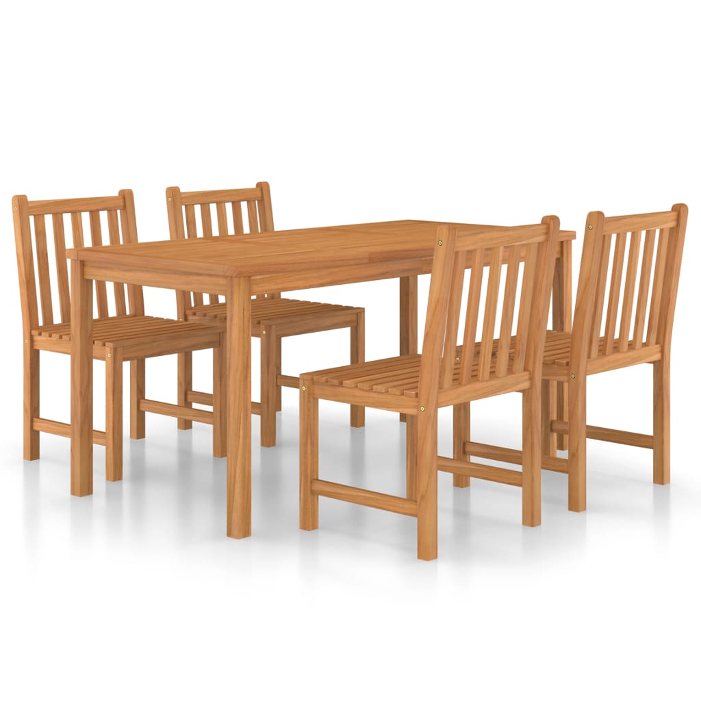 vidaXL 5 Piece Garden Dining Set Solid Teak Wood