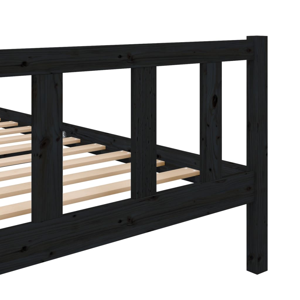 vidaXL Bed Frame without Mattress Black Solid Wood 140x190 cm (810066+814148)