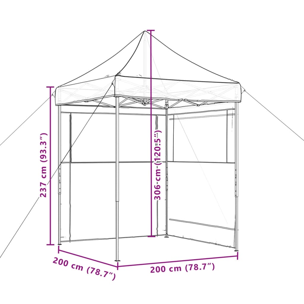 vidaXL Foldable Party Tent Pop-Up with 2 Sidewalls Brown