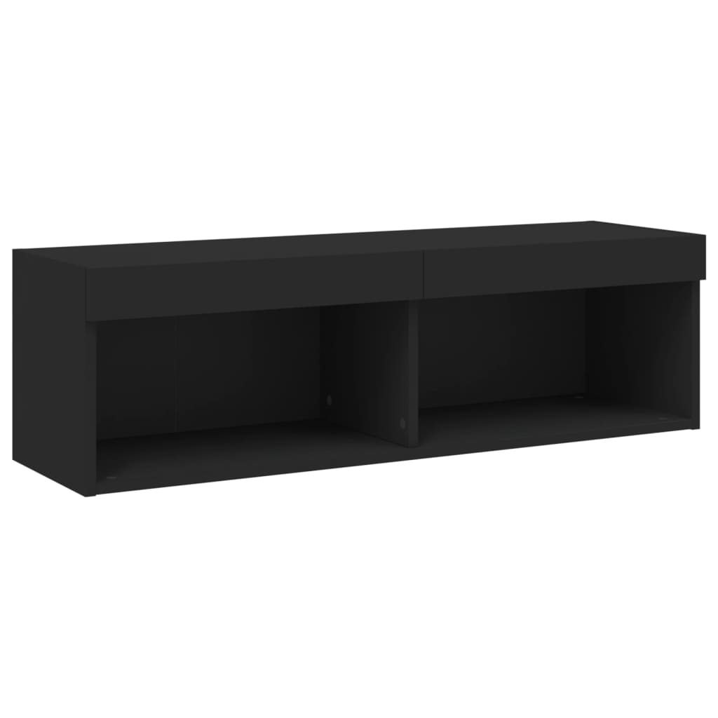 vidaXL 5 Piece TV Wall Units with LED Black Engineered Wood