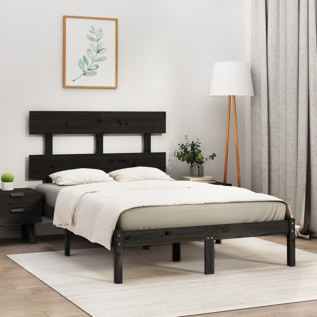 vidaXL Bed Frame without Mattress Black 140x200 cm Solid Wood