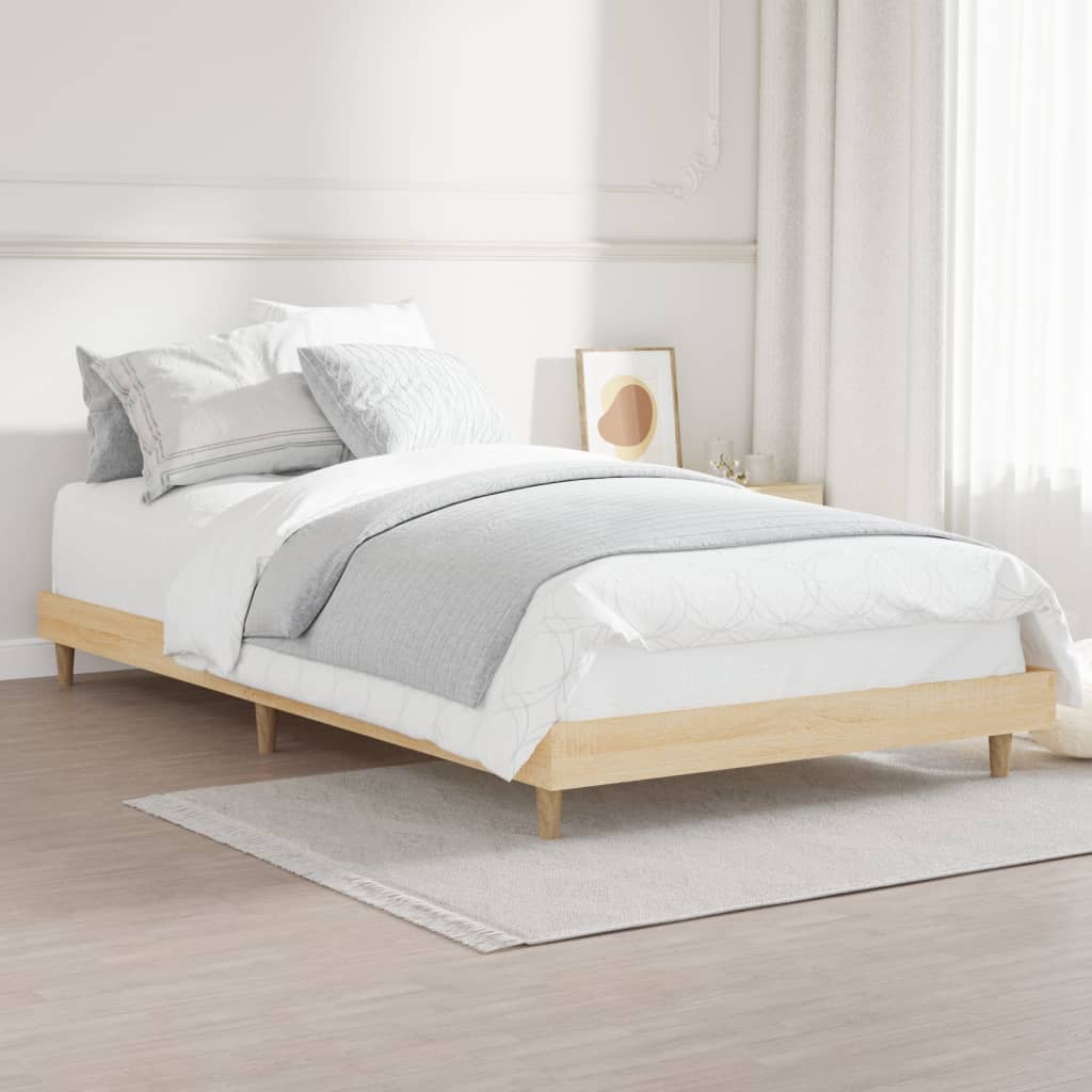 vidaXL Bed Frame without Mattress Sonoma Oak 100x200 cm Engineered Wood