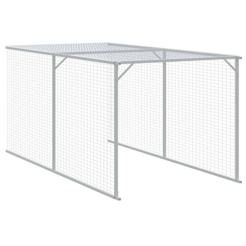 vidaXL Chicken Cage with Run Light Grey 117x405x123 cm Galvanised Steel