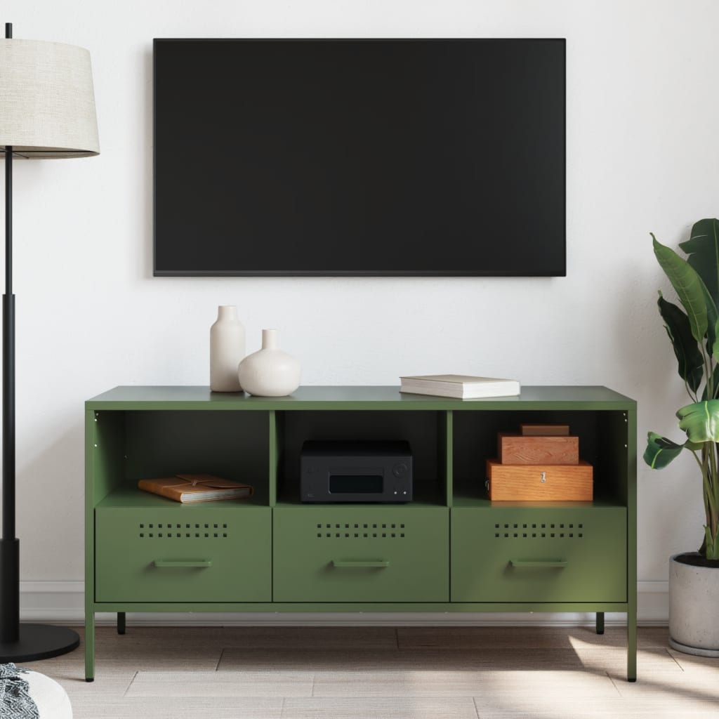 vidaXL TV Cabinet Olive Green 100.5x39x50.5 cm Steel