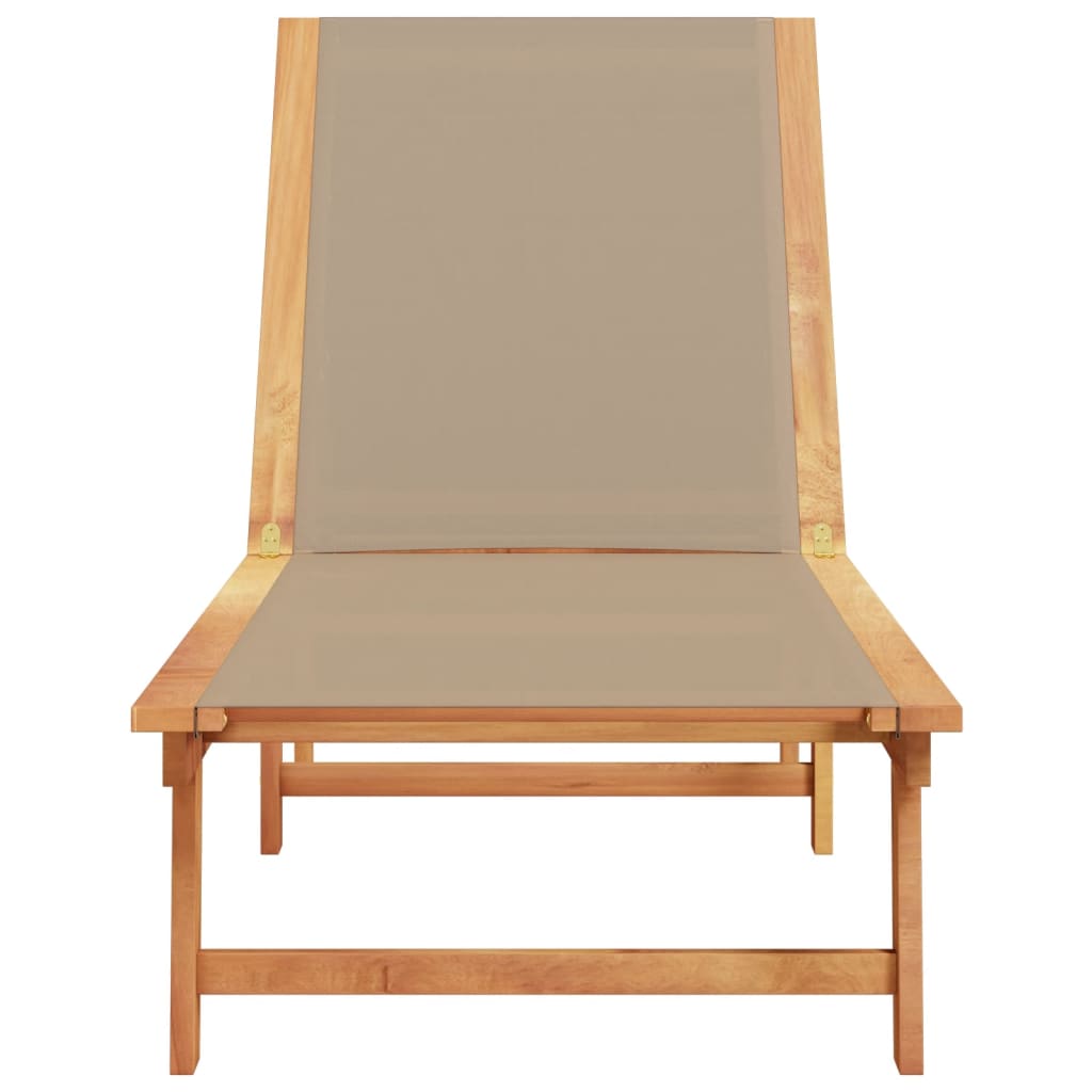 vidaXL Sun Lounger Taupe Solid Wood Acacia and Textilene