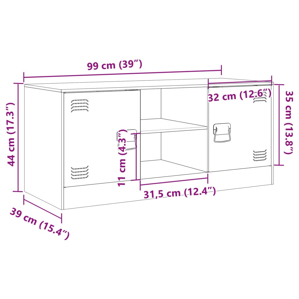 vidaXL TV Cabinet Mustard Yellow 99x39x44 cm Steel