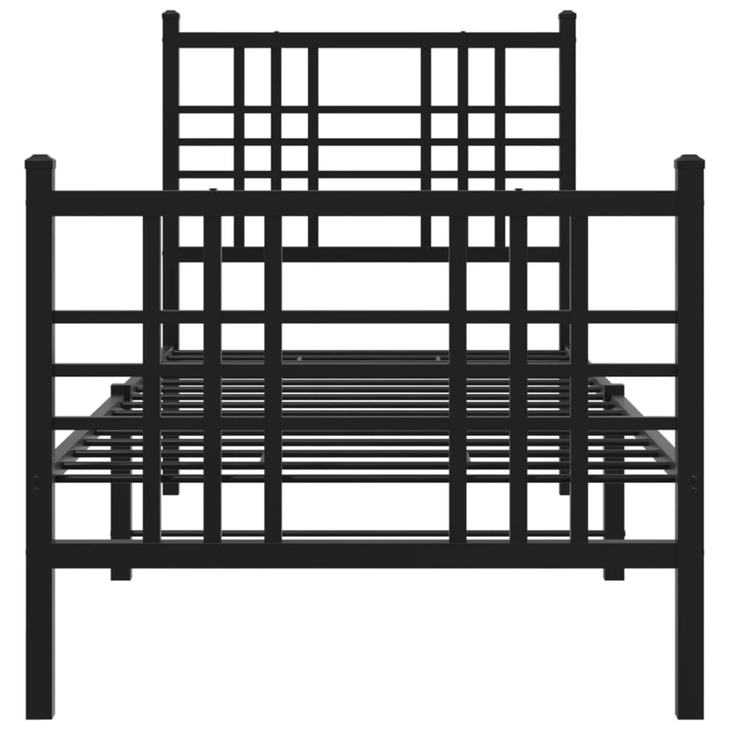 vidaXL Metal Bed Frame without Mattress with Footboard Black 75x190 cm Small Single