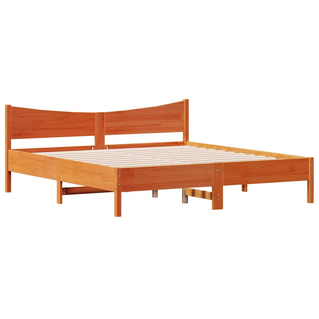 vidaXL Bed Frame without Mattress Wax Brown 200x200 cm Solid Wood Pine