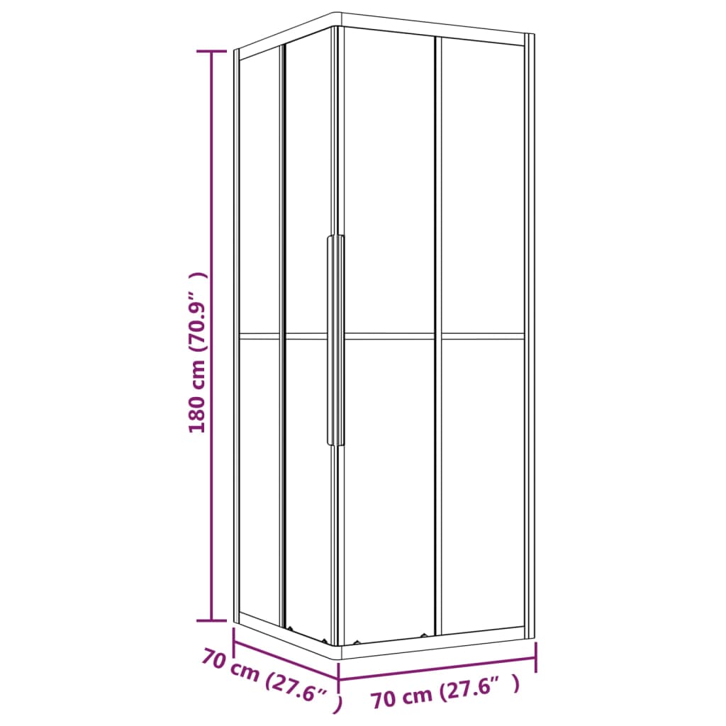 vidaXL Shower Cabin Half Frosted ESG 70x70x180 cm Black