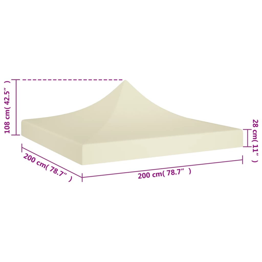 vidaXL Party Tent Roof 2x2 m Cream 270 g/m²