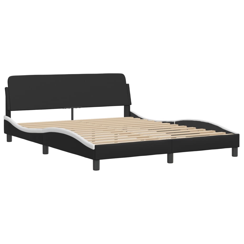 vidaXL Bed Frame with LED without Mattress Black and White 160x200 cm