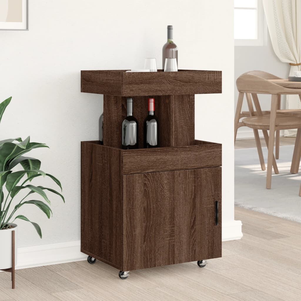 vidaXL Bar Cart Brown Oak 50x41x89 cm Engineered Wood